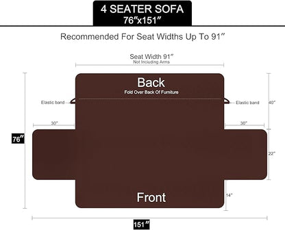 U-NICE HOME 4 Seater Sofa Cover 91''Large Couch Cover, Light Grey | Washable - Image 6