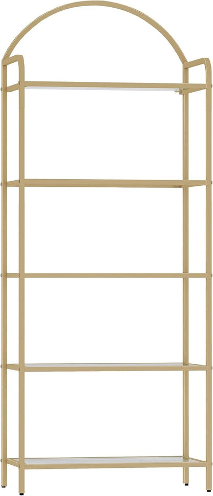Hzuaneri Bookcase Bookshelf, Tempered Glass Bookshelves, Slim Shelving Unit by Hzuaneri