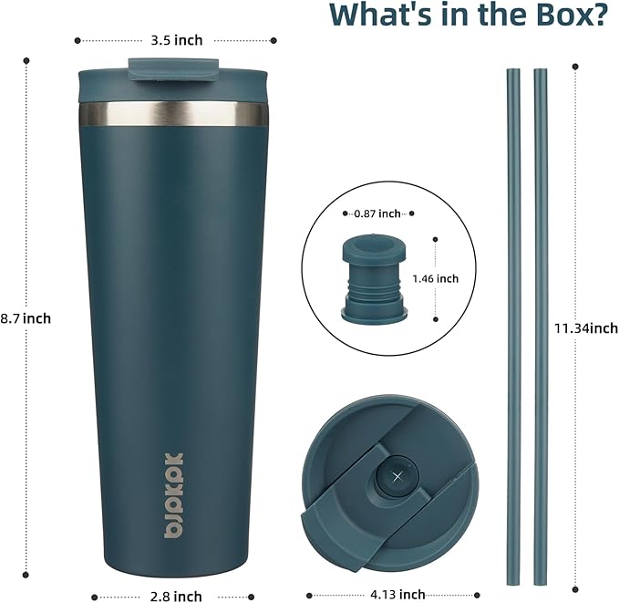 BJPKPK 26oz Stainless Steel Insulated Tumbler With lid And Straw Travel Coffee Thermal Tumblers Cup For Women And Men,Navy Blue