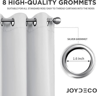 Joydeco White Curtains 63 Inches Long 2 Panels Set, Thermal Insulated Long - Image 2