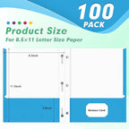 Two Pocket Folders, PANDRI 100 Pack Two Pocket Folders with Prongs, Designed for Office and Classroom, Assorted 5 Colors 2 Pocket 3 Prong Folders