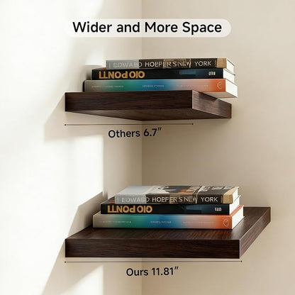 17.5in Floating Shelves for Wall, Wall Mounted Shelves for Decor Storage Set of - Image 4