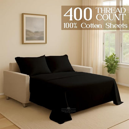 Sleeper Sofa Bed Sheet, 100% Cotton 400 Thread Count, 4 Piece Set, Deep Pocket - Image 2