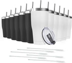 12 Pack 20oz Stainless Steel Tumblers Bulk Reusable Travel Mugs with Lid, Double Wall Powder Coated Coffe Cup for Home, Office, Outdoor Suitable for Vehicle Cup Holders