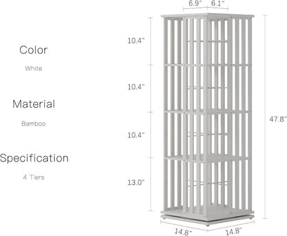 YOWOS Rotating Bookshelf Tower, 360° Display Spinning Bookcase, Bamboo - Image 2