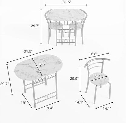 Shahoo 3-Piece Wooden Dining Table Set, Kitchen Breakfast Nook Sets - Image 7