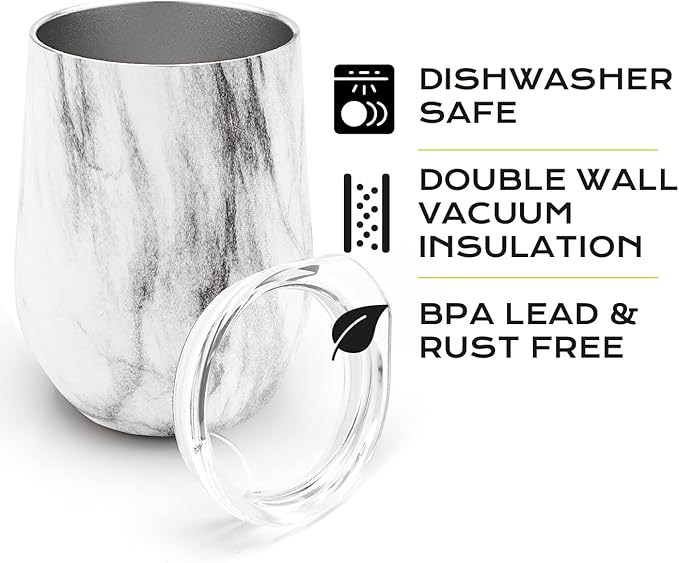 BALIBETOV 5 pcs large Yerba Mate Cup and Bombilla Kit, Includes one 8 oz Yerba Mate Gourd with Lid, Two Bombillas Mate Straw and one cleaning brush (Marble, 8.00)