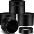 Patelai 4 Pieces Round Wide-mouth Leak Proof Plastic Container Jars with Lids for Travel Storage Makeup Beauty Products Face Creams Oils Salves Ointments DIY Making(4 Ounce,Pure Black)