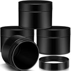 Patelai 4 Pieces Round Wide-mouth Leak Proof Plastic Container Jars with Lids for Travel Storage Makeup Beauty Products Face Creams Oils Salves Ointments DIY Making(4 Ounce,Pure Black)
