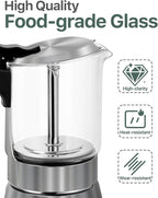 Grasseed Stainless Steel Moka Pot, Crystal Glass-top Coffee Maker Mocha Pot, Italian Stovetop Espresso Maker for Coffee - 9 Cup/360ml