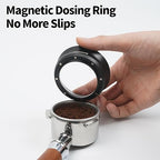 54mm Magnetic Espresso Dosing Funnel, Aluminum Coffee Ring with 8 Magnets, 25mm Height, Black