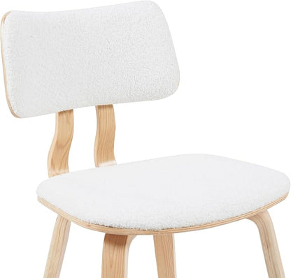 Armen Living Jaguar Mid-Century Upholstered Dining Chair in White Boucle and - Image 5