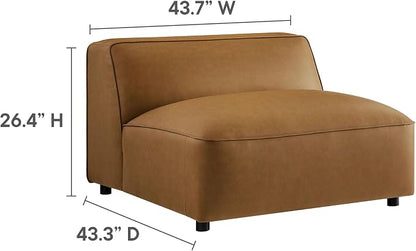 Modway Auren Vegan Leather Modular Armless Chair in Camel - Image 3