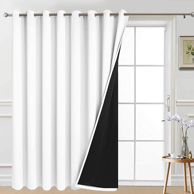 Yakamok Pure White Blackout Patio Door Curtain Panels W100 x L84, 1 Panel | by Yakamok