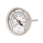 MEASUREMAN Fully Stainless Steel Pot, Kettle, Brewing Bimetal Thermometer, 3" Dial, 4" Stem, 0-250 deg F/-20-120 deg C, -1% Accuracy, Adjustable, 1/2" NPT Back Mount
