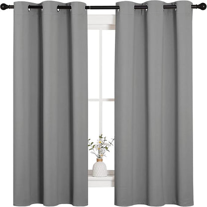 NICETOWN Silver Grey Thermal Insulated Grommet Blackout Curtains, Kids Window - Image 2