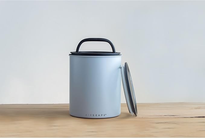 Planetary Design Airscape Kilo Coffee Storage Canister - US Patented Inner Plunger Lid Removes Excess Oxygen - Don't Buy airtight, Buy AIR-Less - Holds 2.2 lbs Coffee Beans - (Matte Gray)