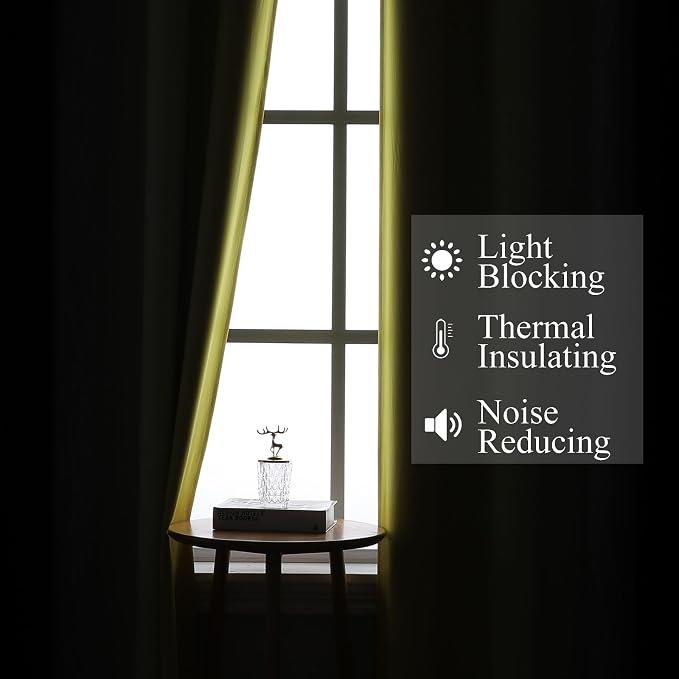 Black and Yellow Ombre Blackout Curtains 84 Inches Long | Room Darkening - Image 3