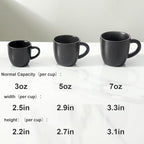 Hasense Espresso Cups Set of 4 Perfect for Demitasse, Cappuccino, Tea Bag and Juice, 5 Ounce Ceramic Stackable Mini Coffee Mugs Suit for Espresso Machine and Coffee Maker, Black
