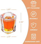 Heavy Base Shot Glasses - Set of 12, Heart & Square Shapes, Ideal for Tequila & Espresso Shots, Bulk Pack
