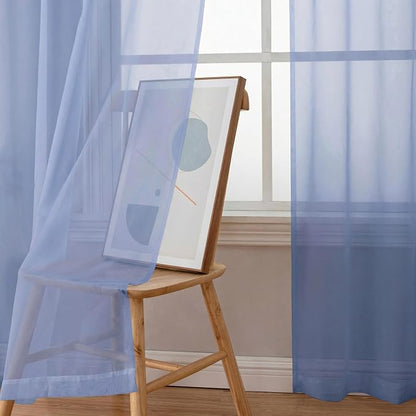 Simplebrand Denim Short Sheer Curtains 45 Inch Length - Image 3