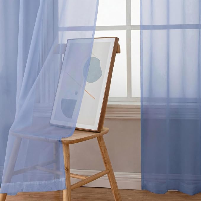 Simplebrand Denim Sheer Curtains 72 Inches Long 2 Panels - Image 3
