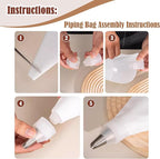 9-Piece Reusable Piping Bags and Tips Set- Cotton Baking Kit with Coupler, Stainless Steel Nozzles & Cleaner for Cakes/Cupcakes/Cookies Decorating