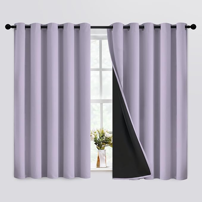 SimpleHome Lilac 100% Blackout Curtains Room Darkening Living Room 63 Inch | by SimpleHome