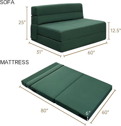 ANONER Fold Out Couch Bed Memory Foam Sleeper Chair - Image 2