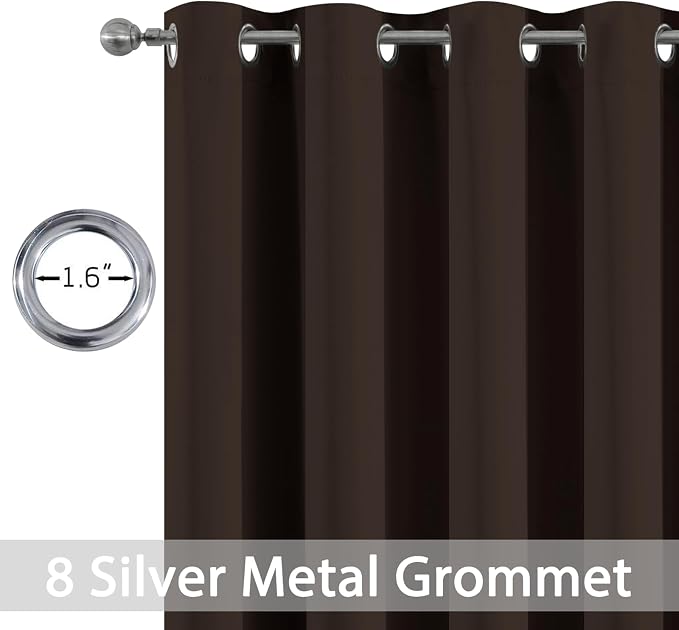 Yakamok Room Darkening Curtains 52x63 inch Length Dark Brown-Living Room | 2 - Image 2