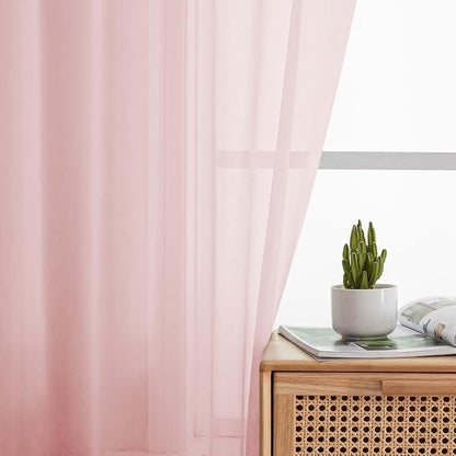 Blush Sheer Curtains 84 Inches Long 2 Panels, Soft Airy Light Filtering Curtains - Image 3