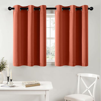MIULEE Fall Blackout Curtains for Bedroom 2 Panel 40"x36" Long Burnt Orange | by MIULEE
