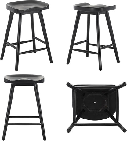 LukeAlon 24.25" Classic Counter Height Wood Barstools Set of 6 Wooden Ergonomic - Image 4