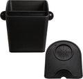Knock Box Square High Sidewall Design Espresso Knock Box Tamping Mat Espresso Machine Accessories Set of 2 with Removable Knock Bar and Anti-Slip Base for Home Office Espresso Accessories
