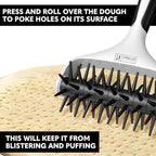 Orblue Pizza Dough Docker Pastry Roller with Spikes, Pizza Docking Tool for Home & Commercial Kitchen - Pizza Making Accessories that Prevent Dough from Blistering, Black