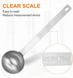 HARFINGTON Single Measuring Spoon 4tsp (1-1/3tbsp, 20ml) Teaspoon/Tablespoon 304 Stainless Steel Single Tiny Square Bowl Measuring Spoon Long Handle Measure Scoop