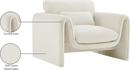 Meridian Furniture 199Cream-C Sloan Collection Modern | Contemporary Velvet - Image 18