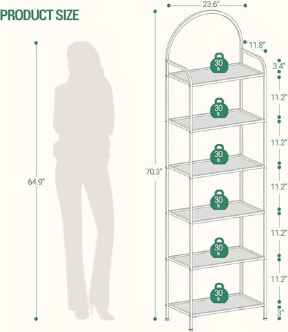 Hzuaneri Bookcase Bookshelf, Tempered Glass Bookshelves, Slim Shelving Unit - Image 2