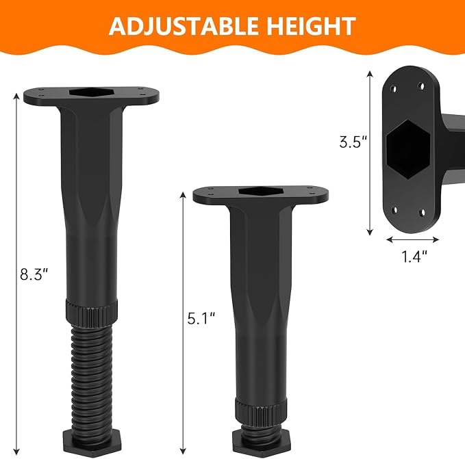 8 PCS Adjustable Bed Frame Support Legs, Frame Center Slats Heavy Support Leg - Image 2