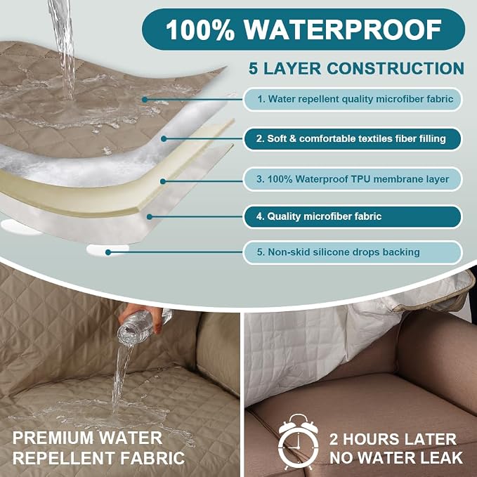 Turquoize 100% Waterproof Sofa Covers Chair Cover Slipcover Couch Protector - Image 3
