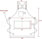 AFUN Chef Aprons for Men Women with Large Pockets, Cotton Canvas Cross Back Heavy Duty Adjustable Work Apron, Size M to XXL(Grey)