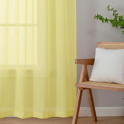 Goose Yellow Sheer Curtains 72 Inches Long 2 Panels, Rod Pocket Light Filtering - Image 8