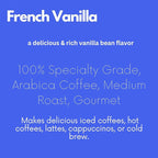 Sarasota Coffee Ground French Vanilla | Medium Roast Gourmet Flavored Coffee Grounds | Low Acid, Mold Free, Specialty Grade Flavored Bulk Ground | 5lb (80 oz)