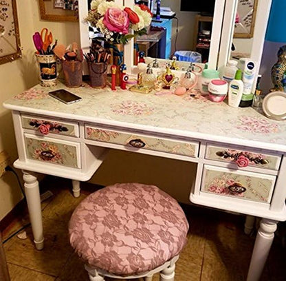 Vintage Floral Self Adhesive Wall Paper Shelf Liner Funitures Dresser Drawer - Image 6