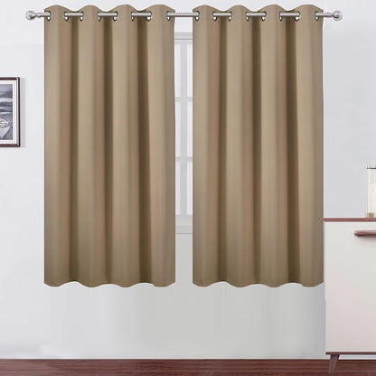 Natural Blackout Curtains 52 x 63 Inch Length/Set of 2 Curtain Panels/Thermal by Lemomo
