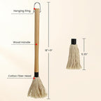 GEEKHOM Grill Basting Mop, Grilling Basting Mops Brushes with Long Wood Handle and Replacement Heads BBQ Sauce Brush for Barbecue Baking Smoking Roasting Steak Cooking, 18+14inch