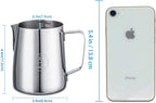 Milk Frothing Pitcher 20oz,Espresso Steaming Pitchers 600ml,Espresso Machine Accessories,Milk Frother cup 20 Oz, Coffee Cappuccino Latte Art,Stainless Steel Jug Cup with Decorating Art Pen
