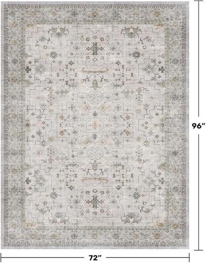 Boho Light Gray & Sage 6x8 Living Room Rug - Image 2