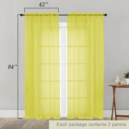 Sheer Curtains 84 Inches Long 2 Panels Set - Image 2