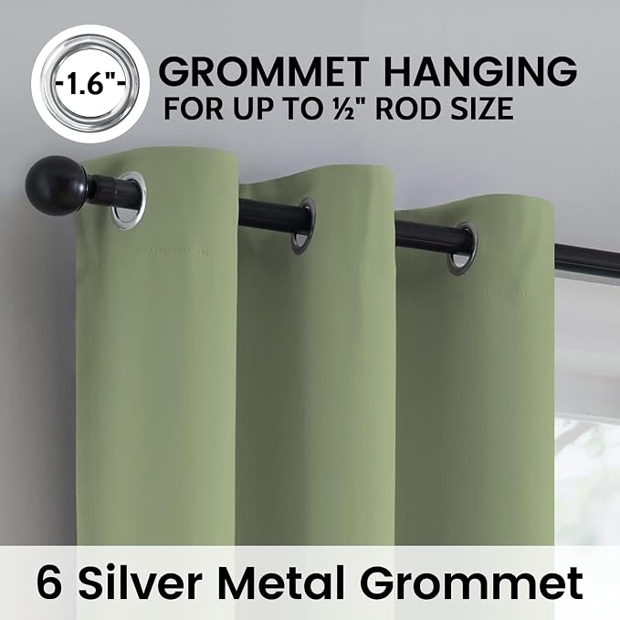 SimpleHome Sage 100% Blackout Curtains Room Darkening Living Room 36 Inch | - Image 6